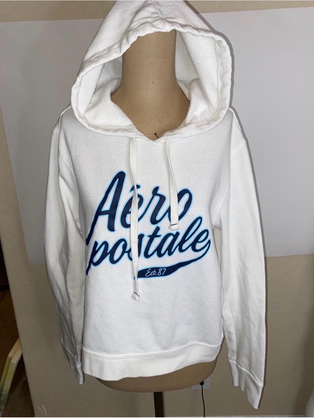 Aeropostale Women's White Hoodie with Script Logo